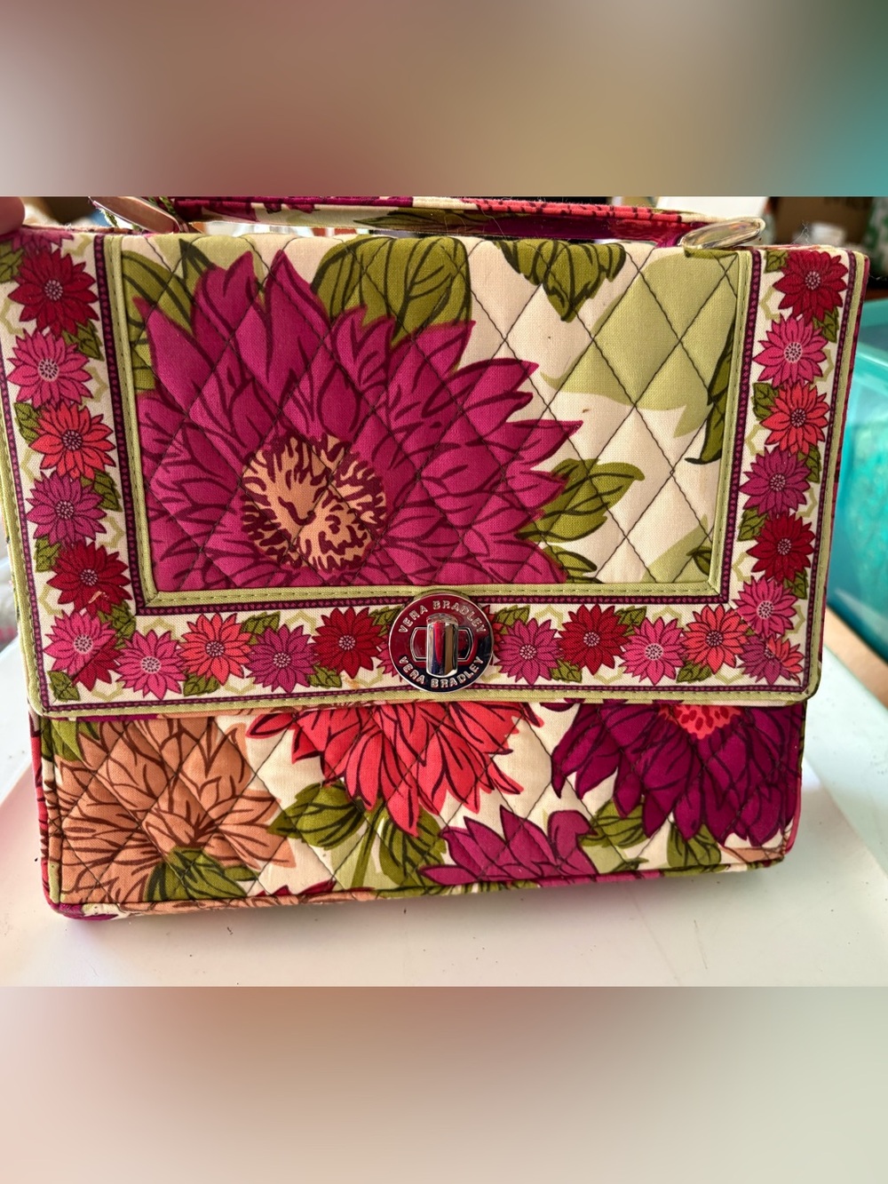 Vera Bradley Pink Floral Quilted Crossbody Bag